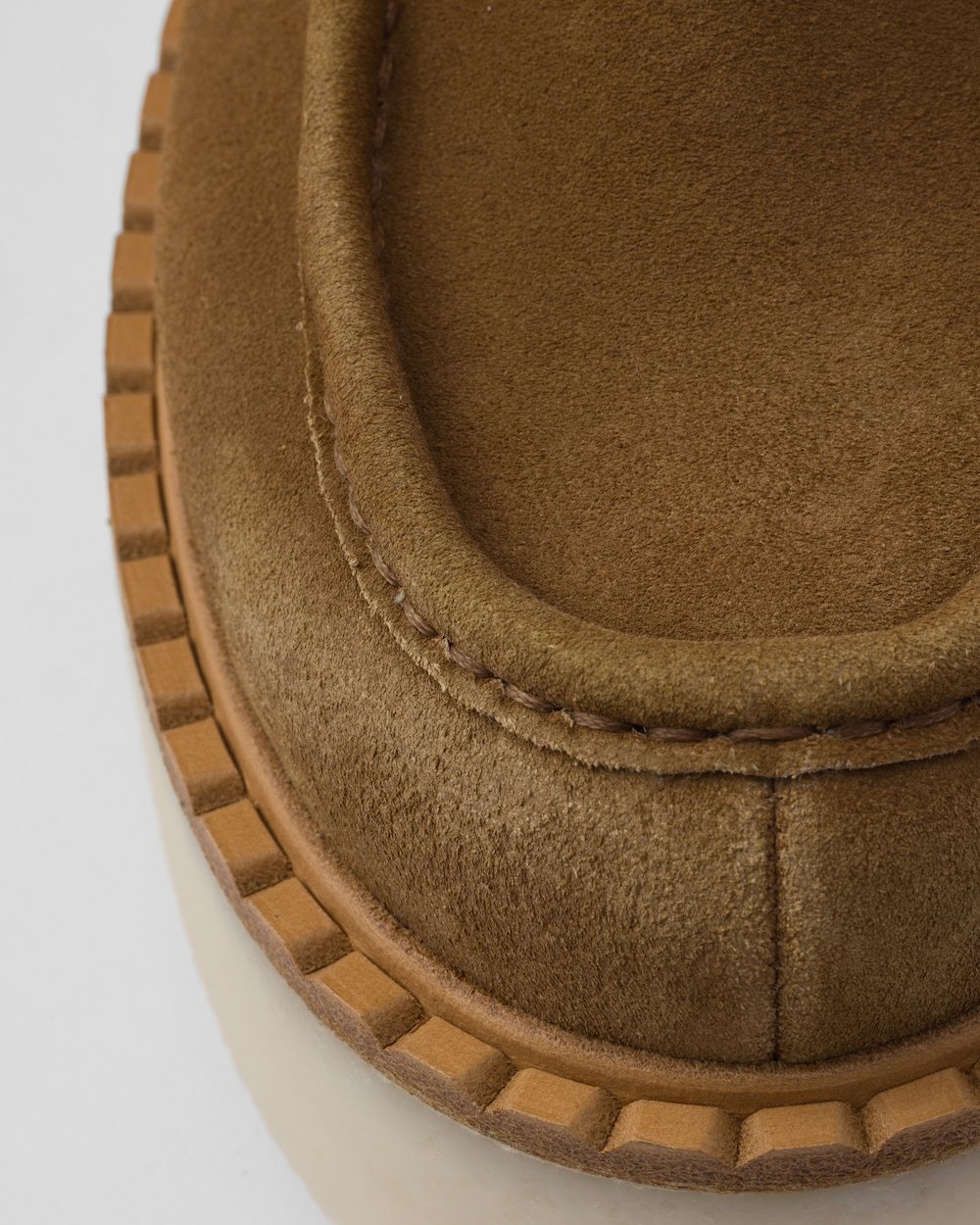 Prada Suede Shearling Flatform Loafers In Cinnamon