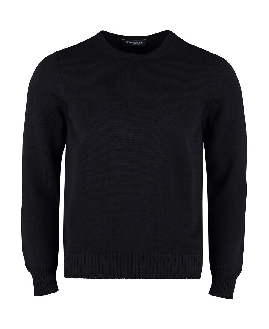 Drumohr Cotton Crew-neck Sweater In Black