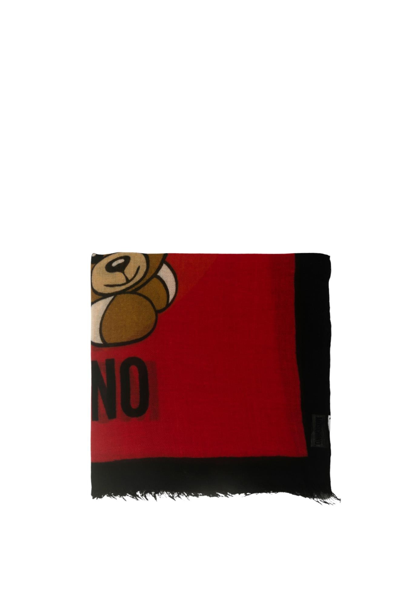 Moschino Teddy Bear Print Scarf In Red