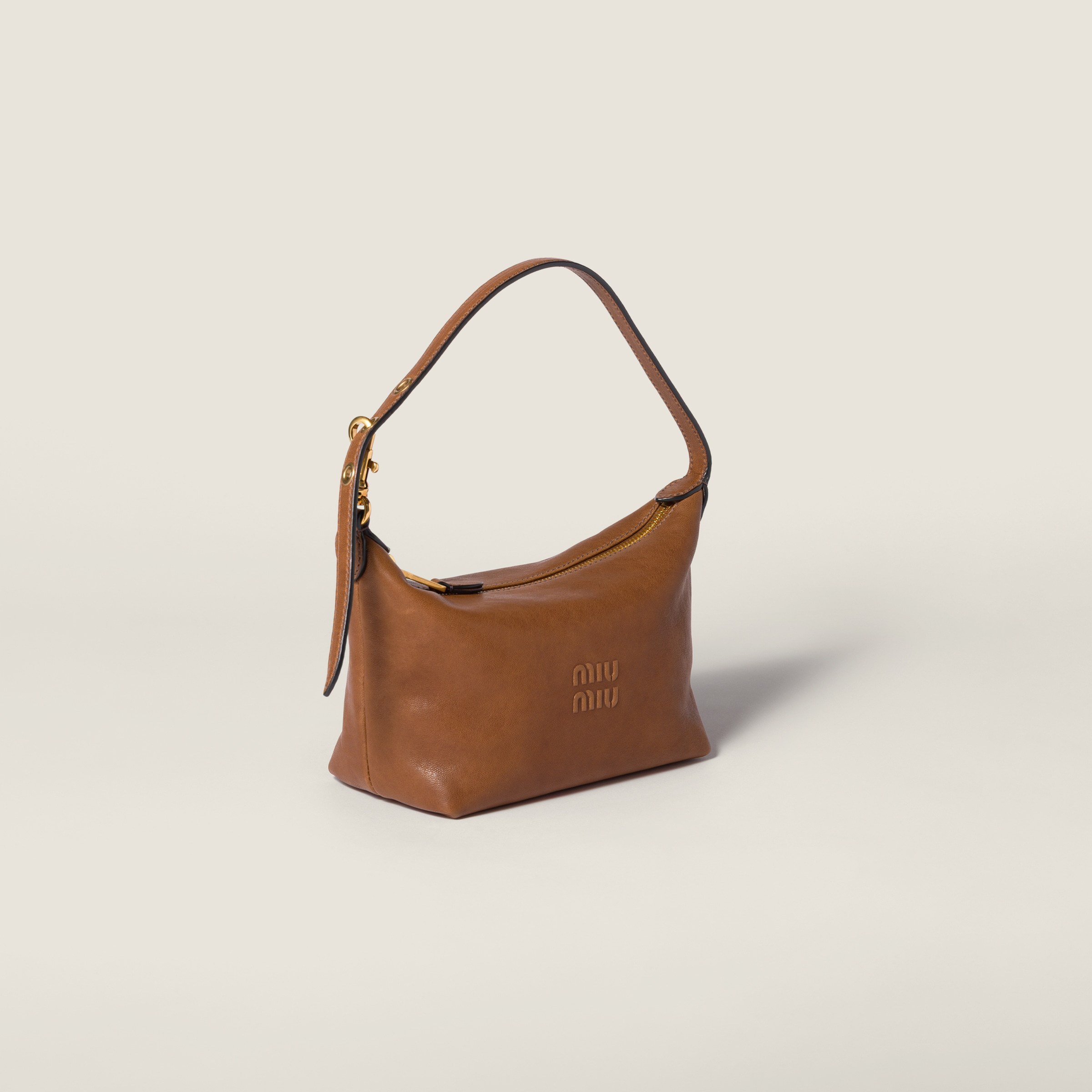 Miu Miu Zipper Handbag In Brown