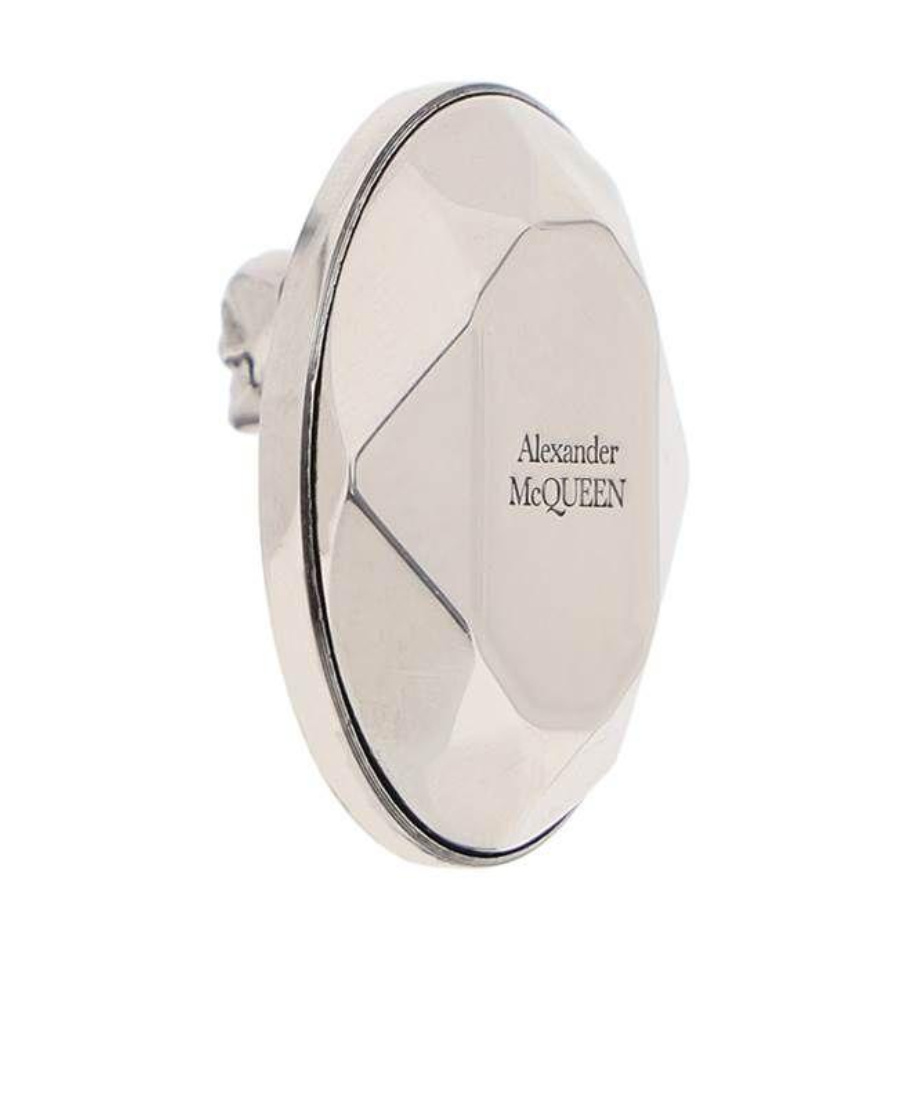 Alexander Mcqueen Stud Earrings With Faceted Stone In White