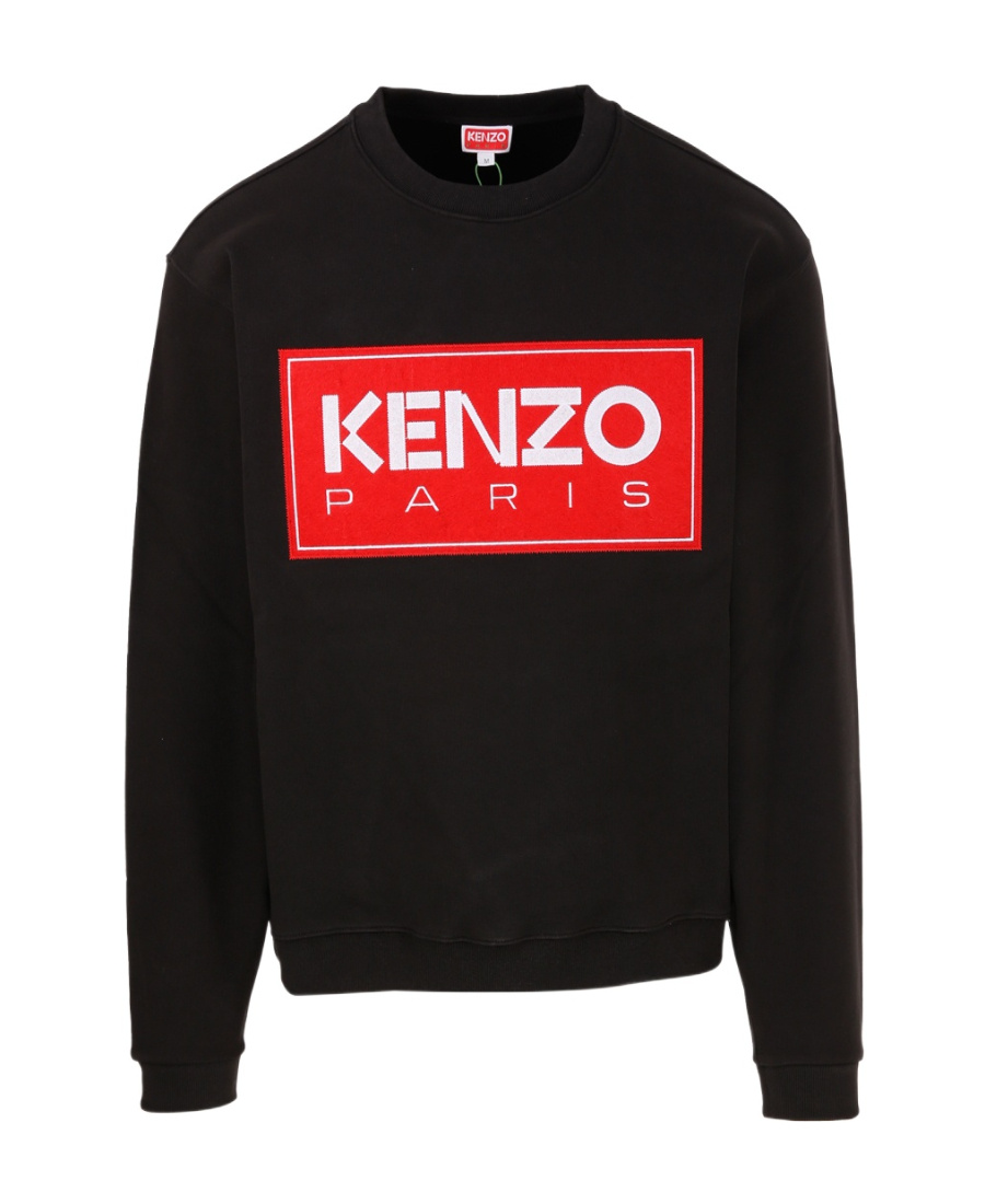 Kenzo Logo-embroidered Crew-neck Sweatshirt In Black