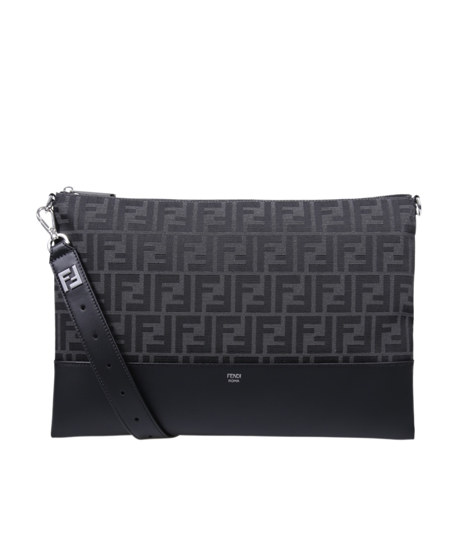 Fendi Ff Pattern Shoulder Bag In Black
