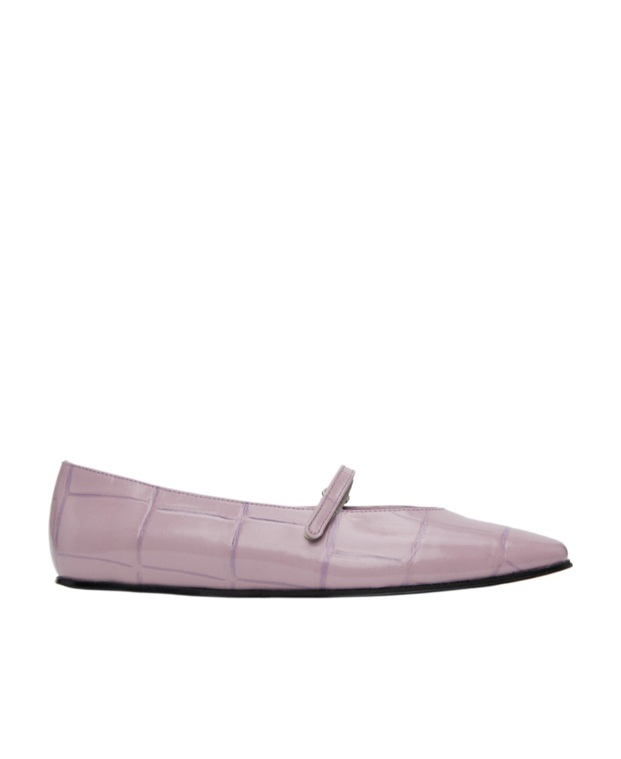 BY FAR CROCODILE EMBOSSED BALLET SHOES