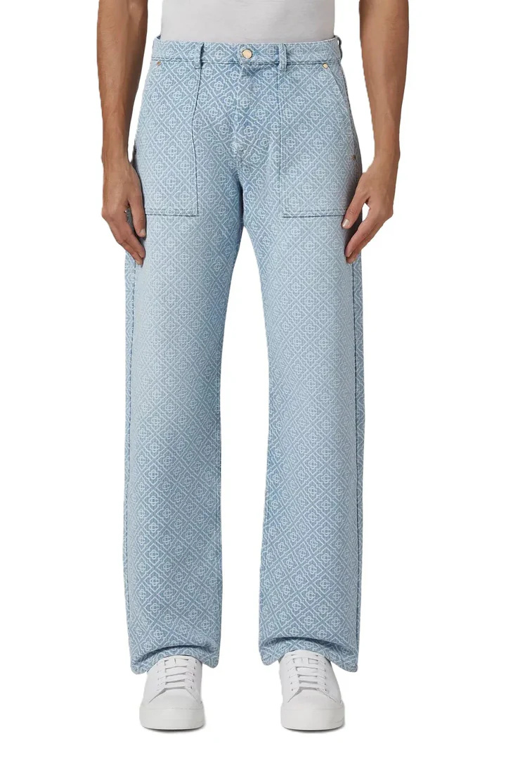 Casablanca Letter Pattern Jeans Leggings In Blue