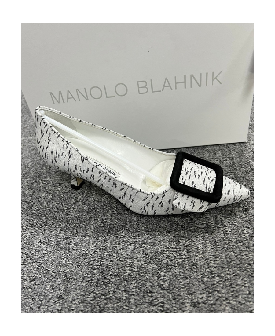 Manolo Blahnik Logo High Heels In White