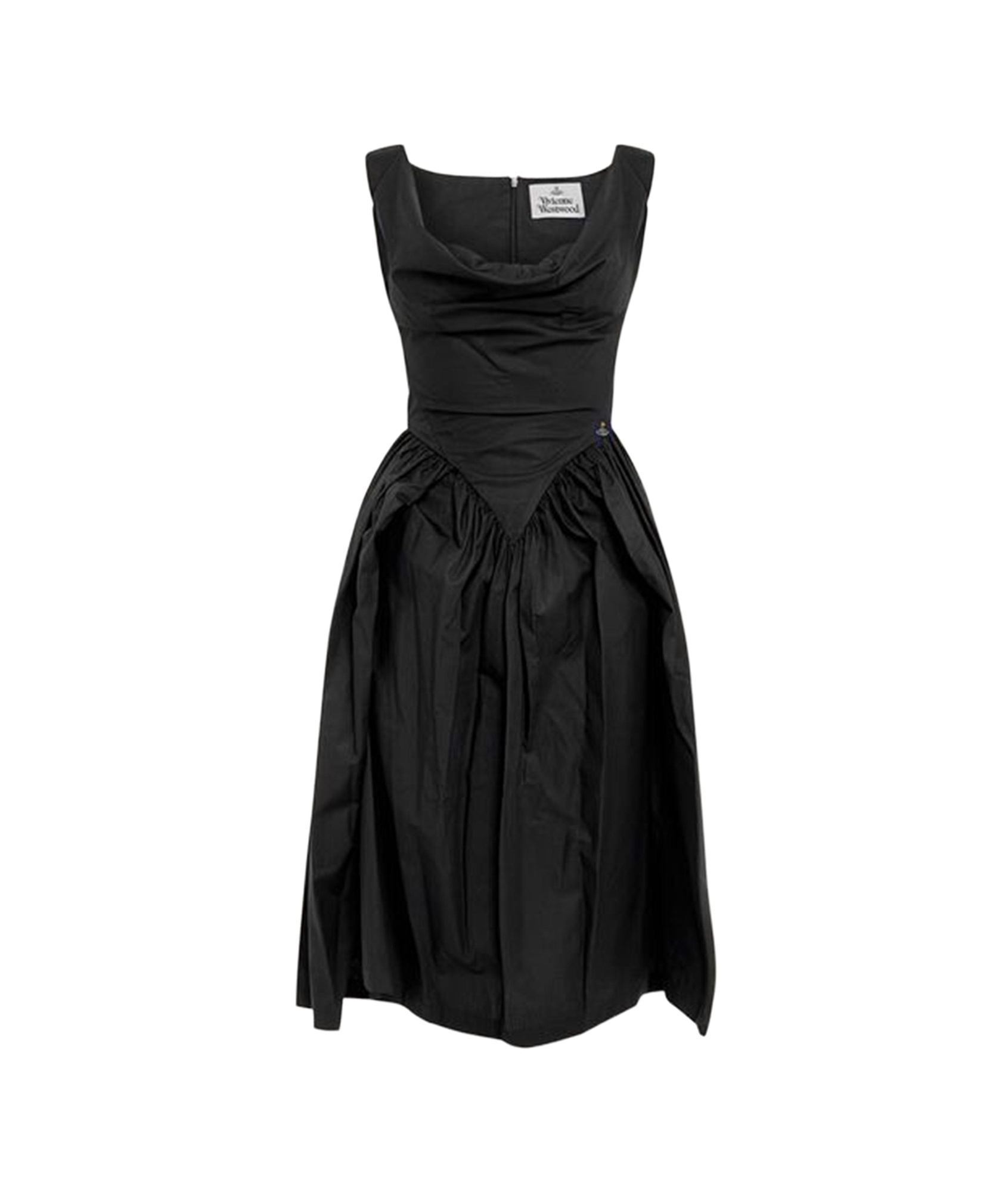 Vivienne Westwood Square Neckline Sleeveless Flared Skirt Mini Length Draped Detail In Black