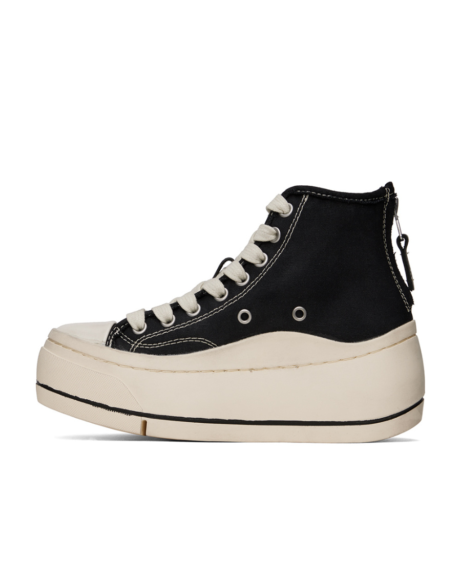 R13 PLATFORM HIGH-TOP CANVAS SNEAKERS 