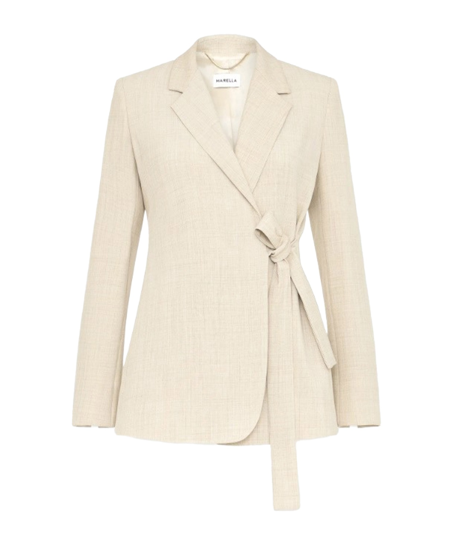 Marella Beige Melange Blazer Jacket With Belt In White