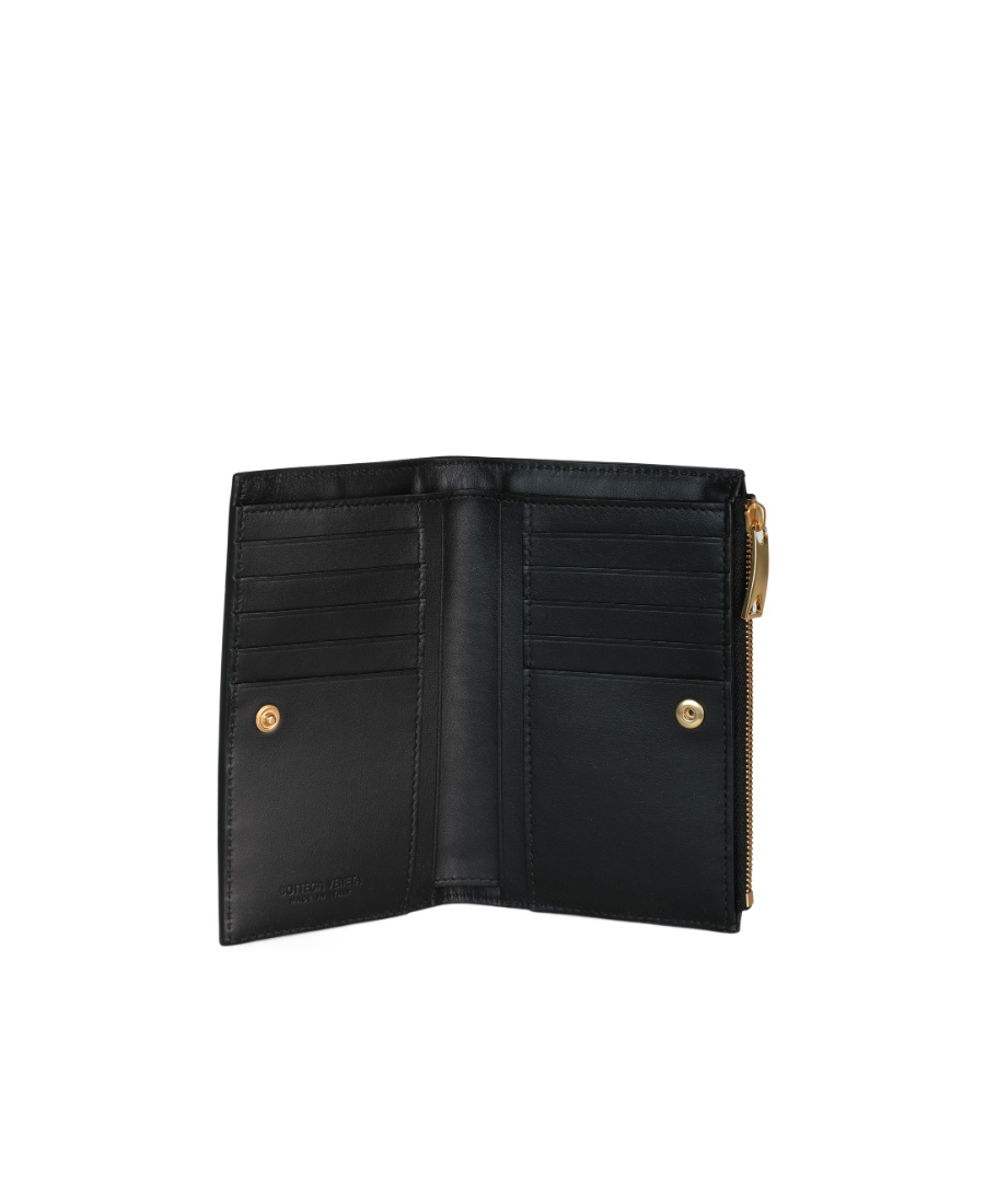 Bottega Veneta Intrecciato Bi-fold Leather Wallet In Black