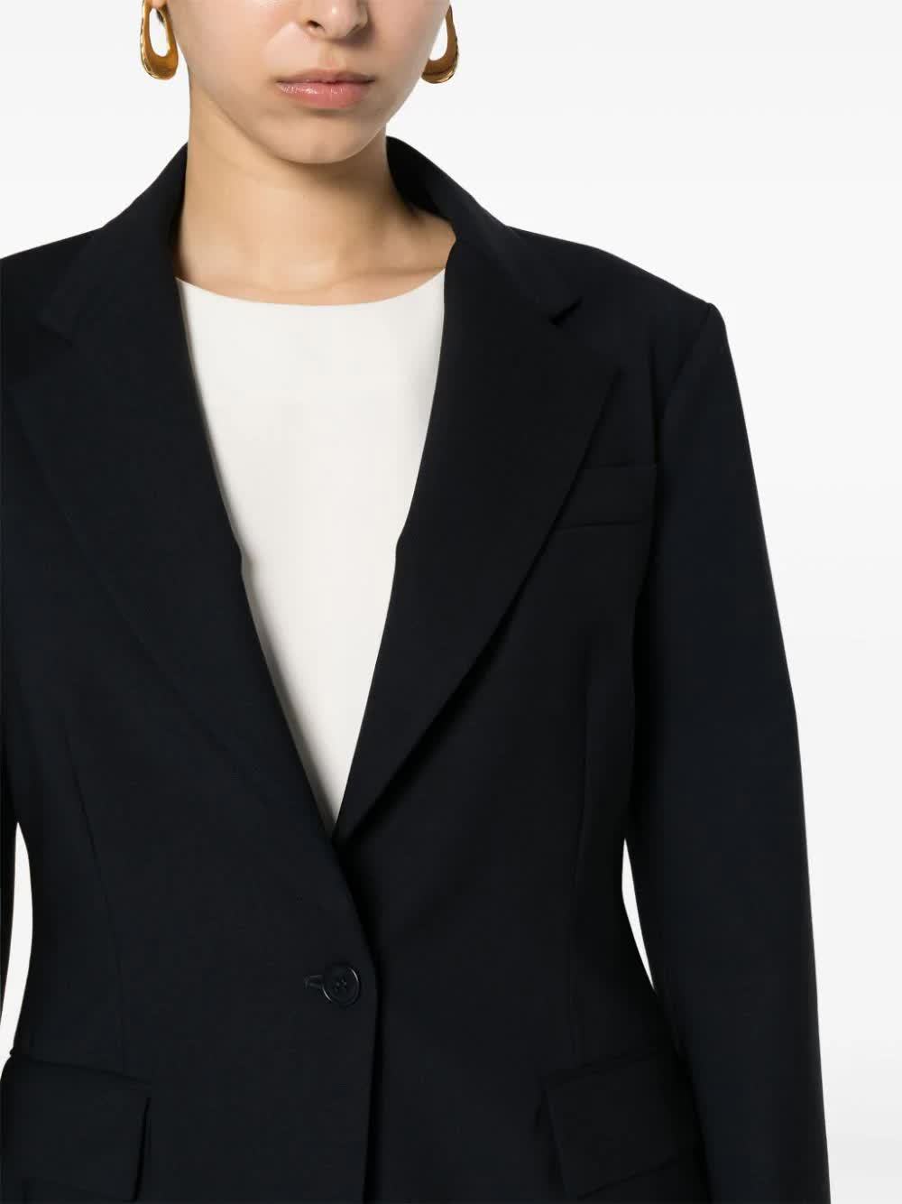 Shop P.a.r.o.s.h Long Sleeved Lapel Suit Jacket In Black