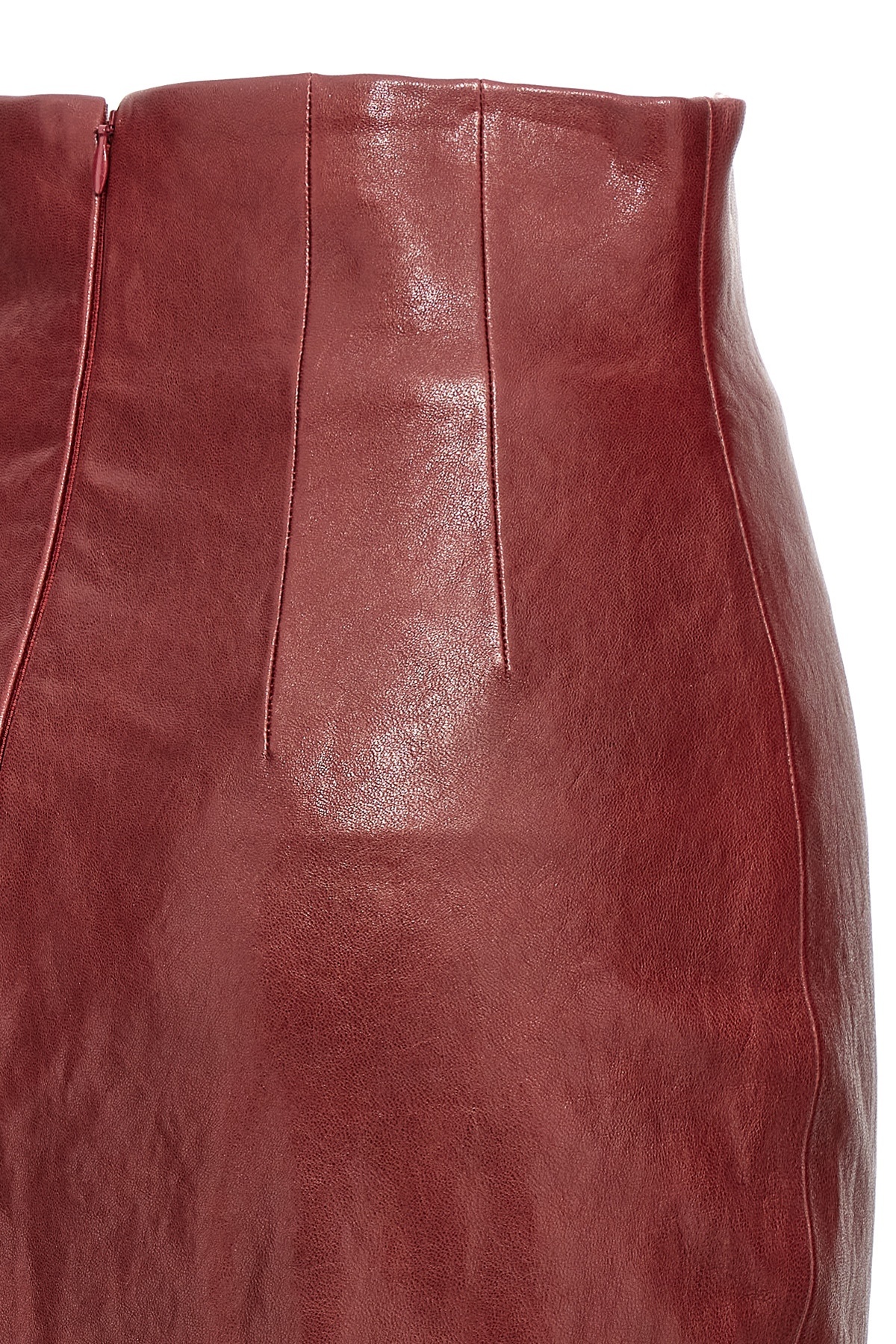 Khaite Womens Oxblood Loxley High-rise Leather Midi Pencil Skirt In Red