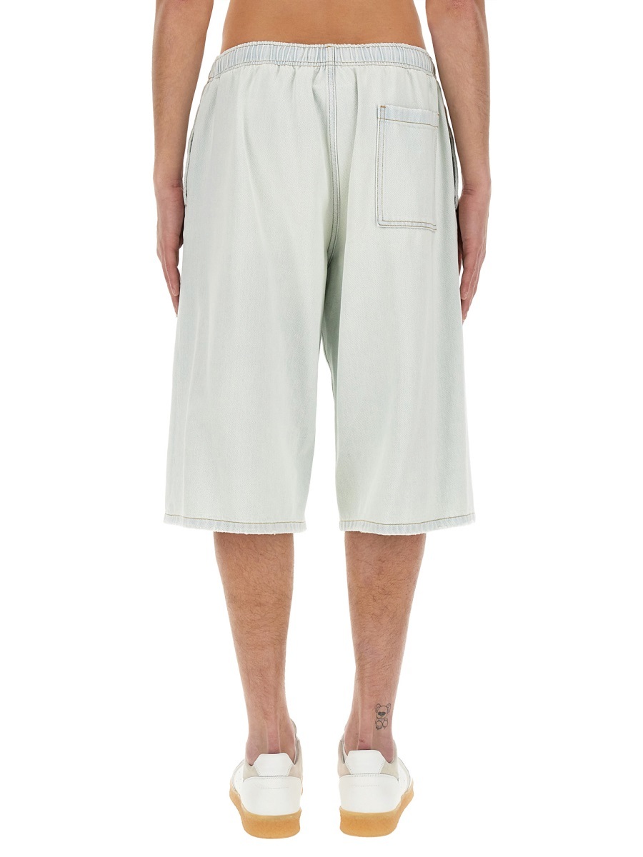 Mm6 Maison Margiela Oversize Knee Length Denim Bermuda Shorts In White