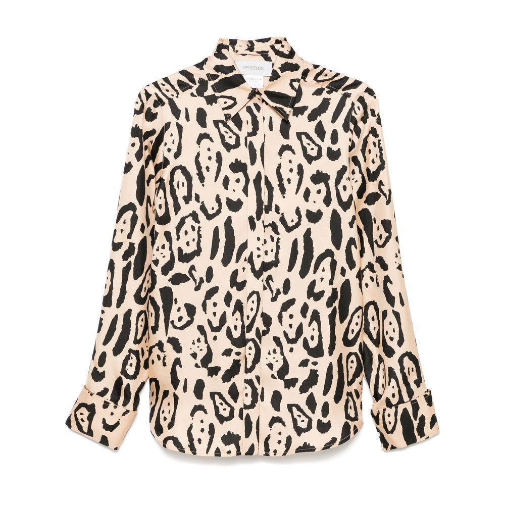 Sportmax Armony Animal Patterned Long-sleeved Shirt In Nude