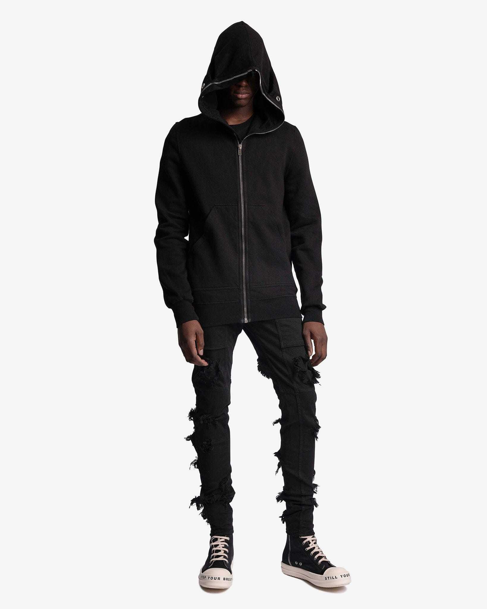 Rick Owens Drkshdw Pocket Imitation Old Denim Trousers In Black