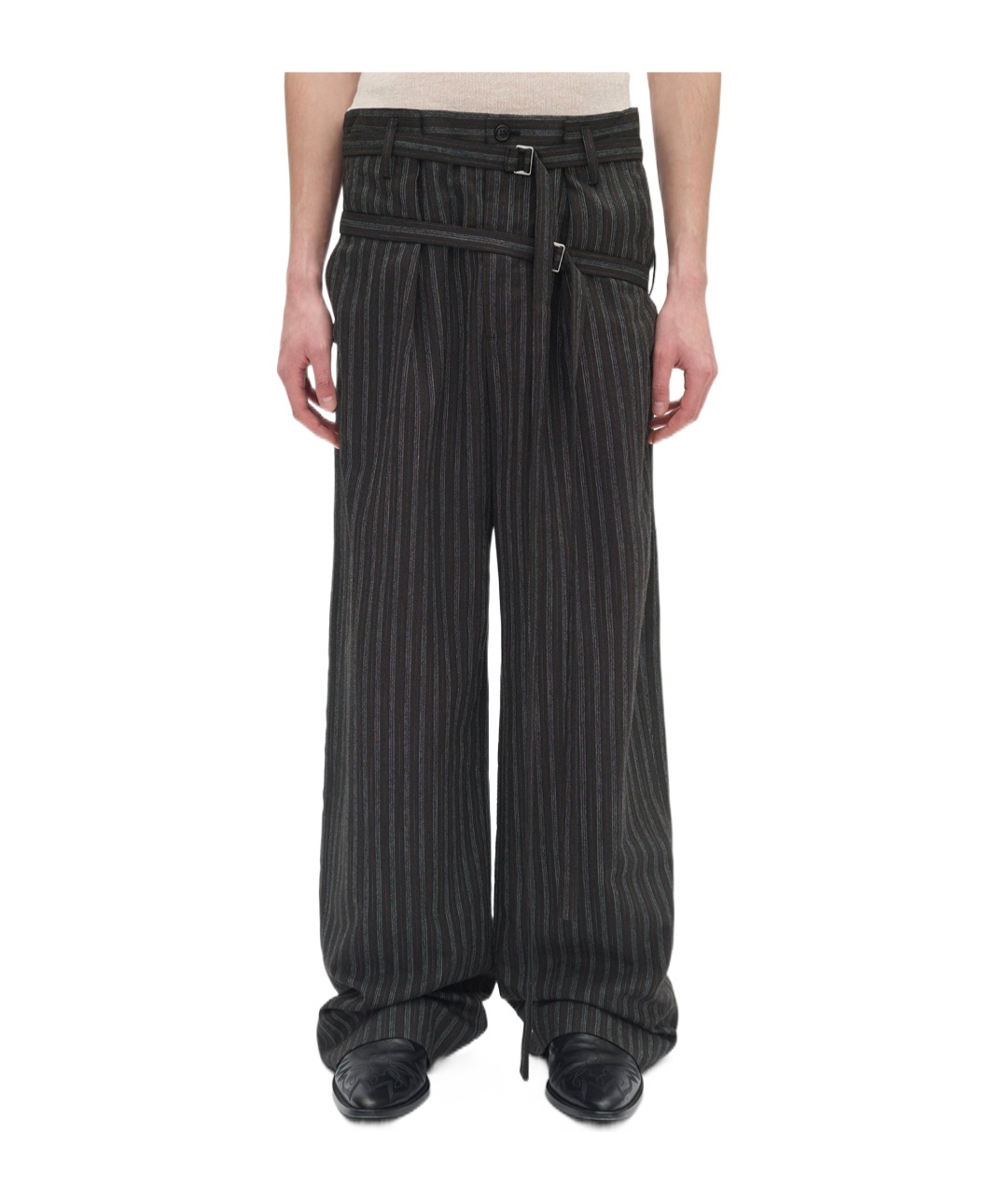 Ann Demeulemeester Woubrecht High Comfort Double Belted Trousers In Black