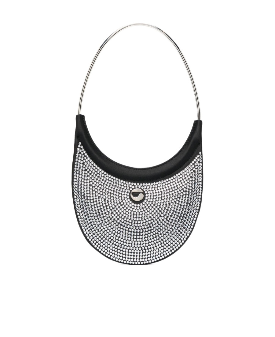 Coperni Embellished Fabric Ring Swipe Shoulder Bag In Black