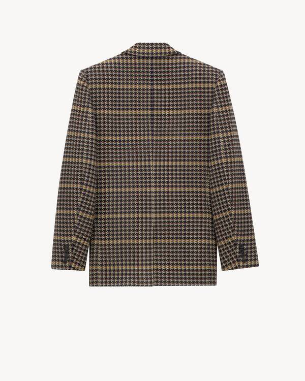 Saint Laurent Double-breasted Check Pattern Long Sleeve Jacket In Multi
