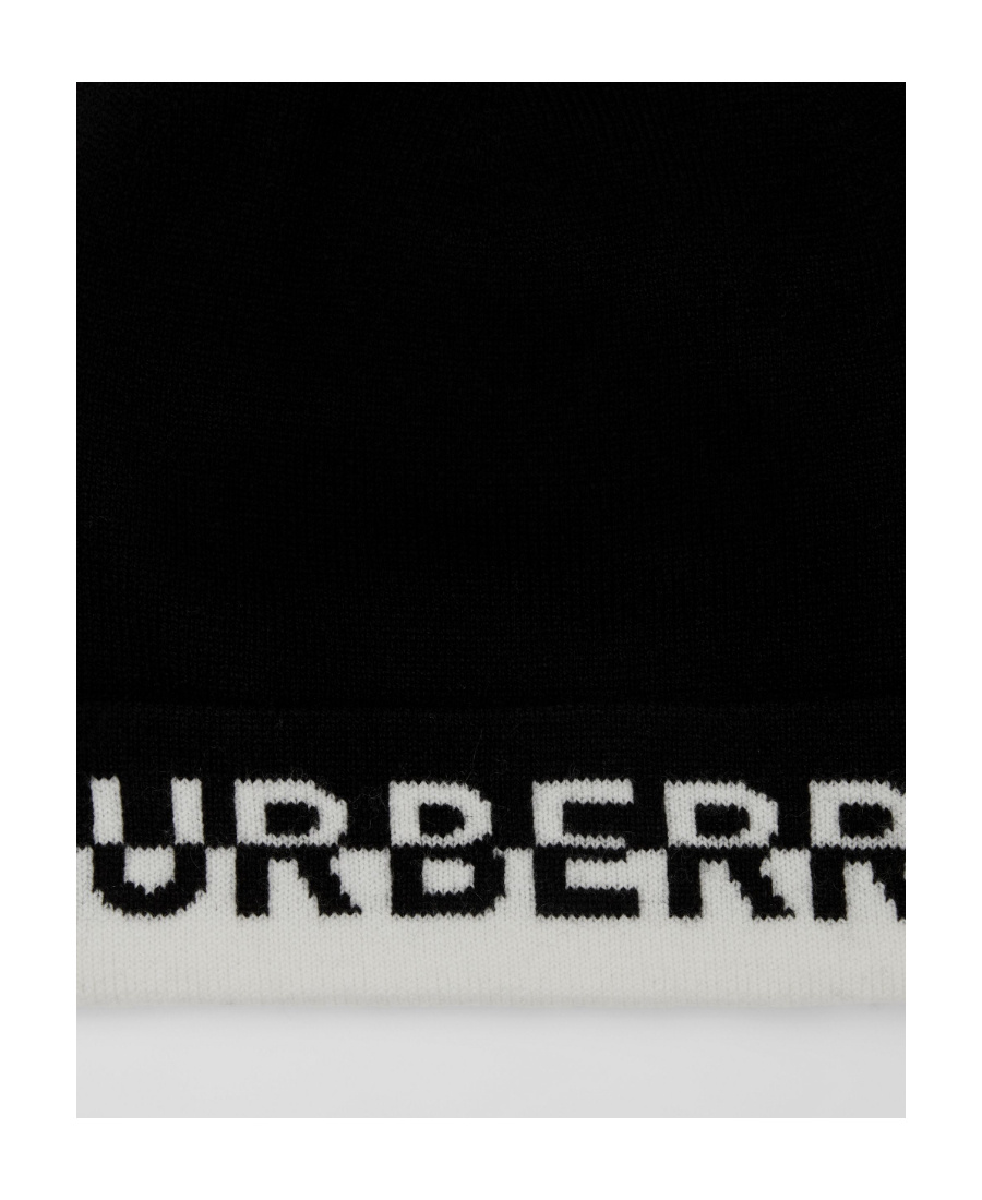 Burberry Two-tone Logo Beanie In Black