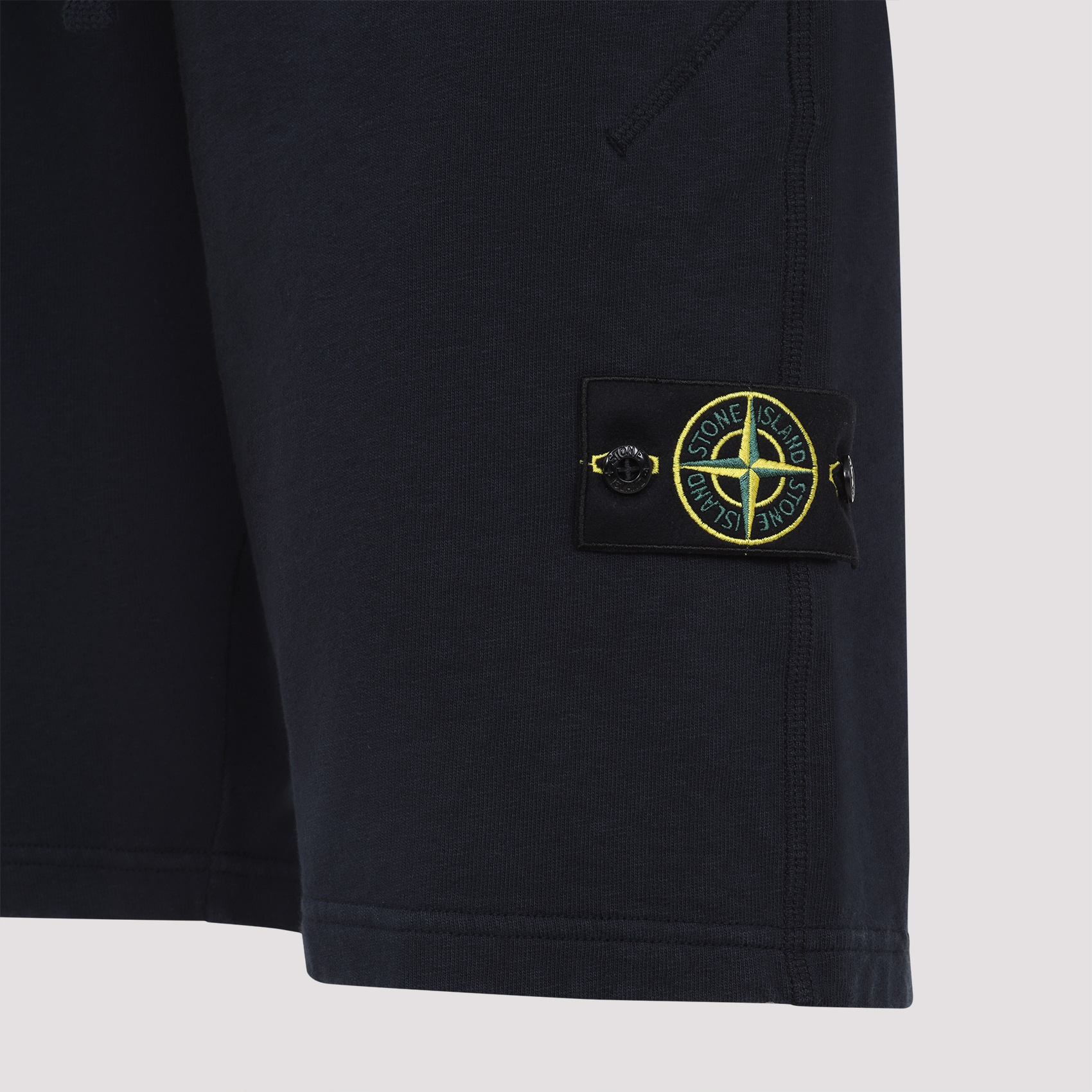 Stone Island Compass Patch Drawstring Shorts In Navy Blue