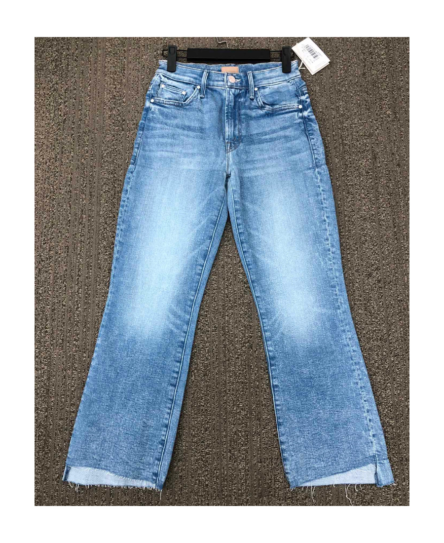 Mother The Tripper Flood Fray Jeans In Blue