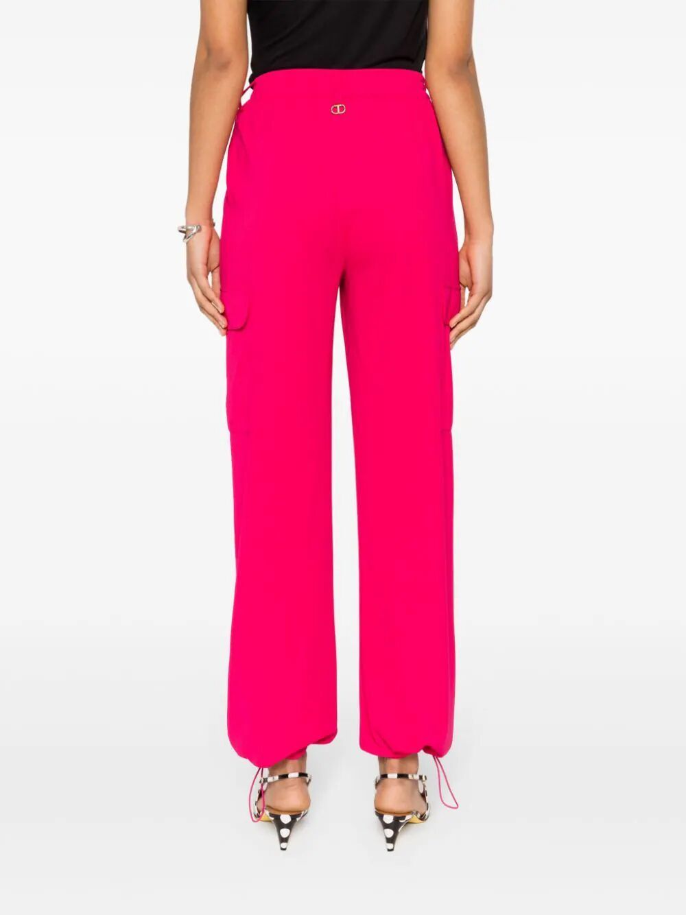 Shop Twinset Straight-leg Crepe Cargo Trousers In Pink