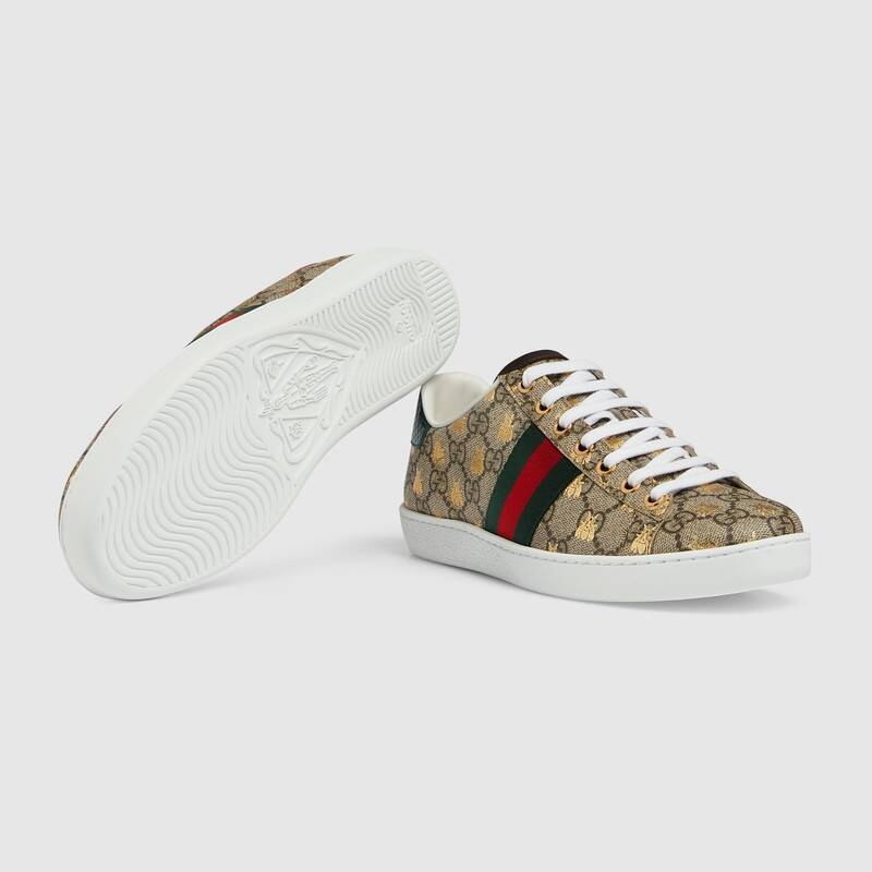 Shop Gucci Ace Gg Supreme Sneaker With Bees In Multicolor