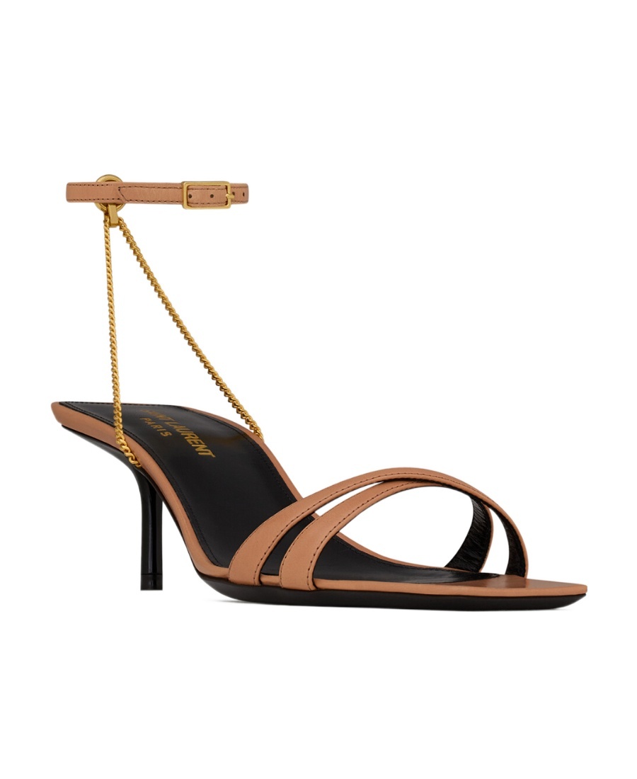 Saint Laurent Melody Ankle-strap Sandals In Brown