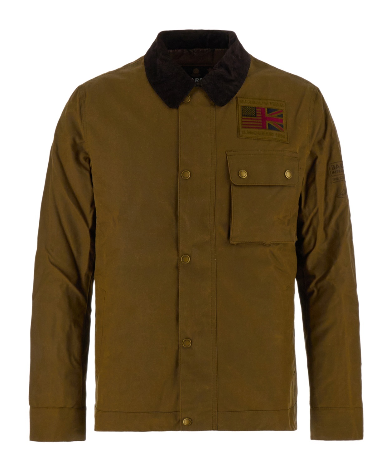 Barbour Khaki Green Cotton International Workers Wax Jacket In Brown