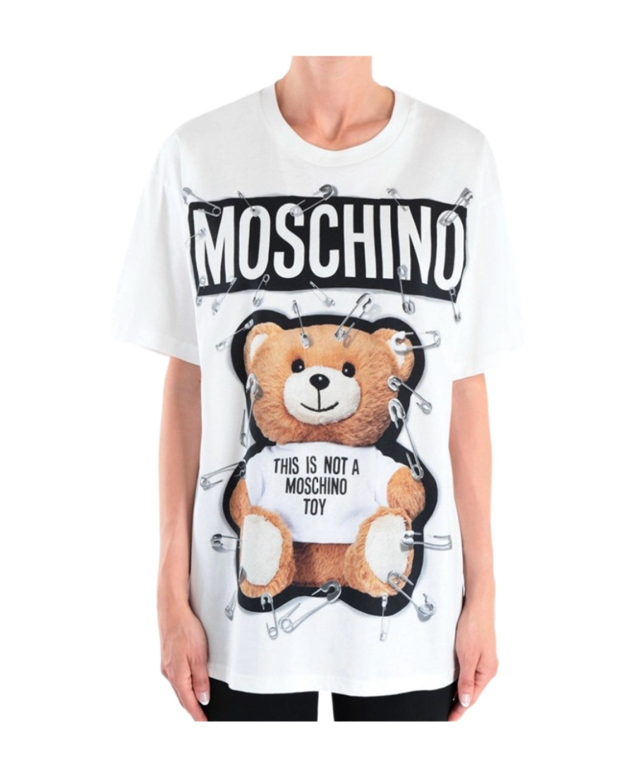 Moschino Cotton Pin Teddy Bear Short-sleeved T-shirt In White