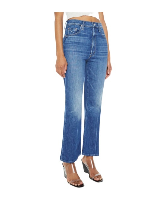 Mother The Hustler Roller Ankle Wide Leg Jeans In Blue