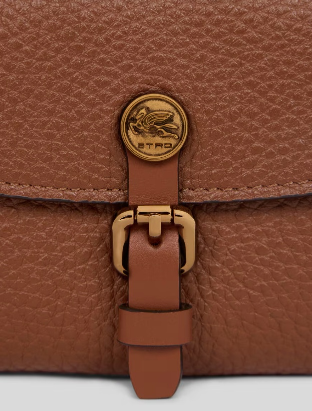 Etro Small Tumbled Leather Pony Wallet In Brown
