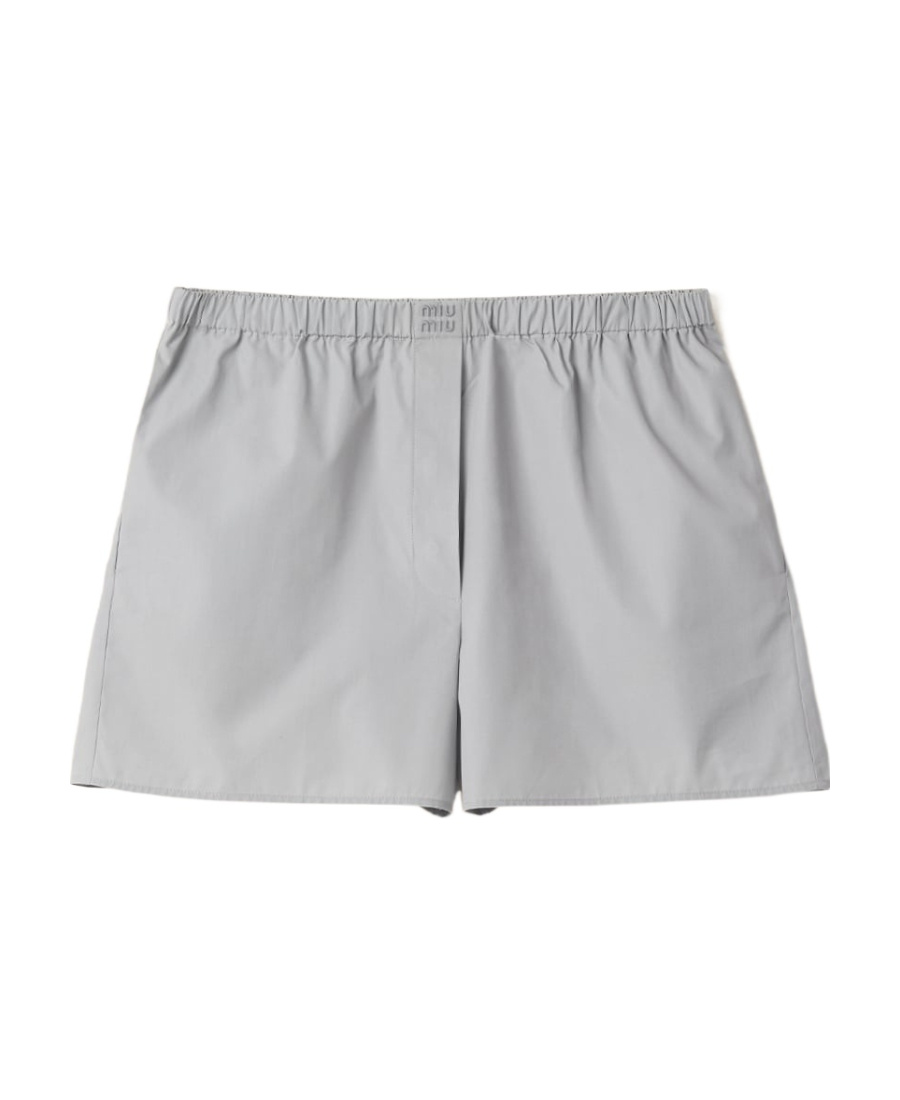 Miu Miu Front Logo Shorts In Gray