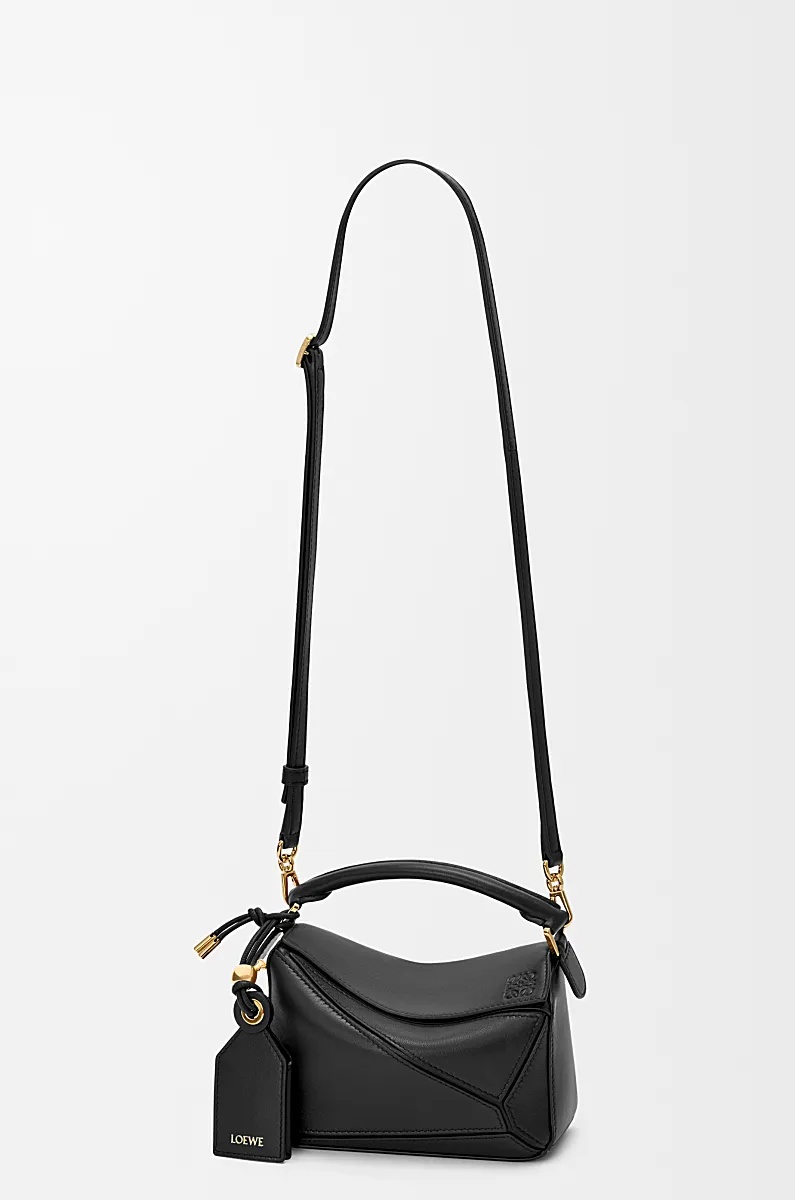 Loewe Mini Featherlight Puzzle Bag In Nappa Lambskin In Black