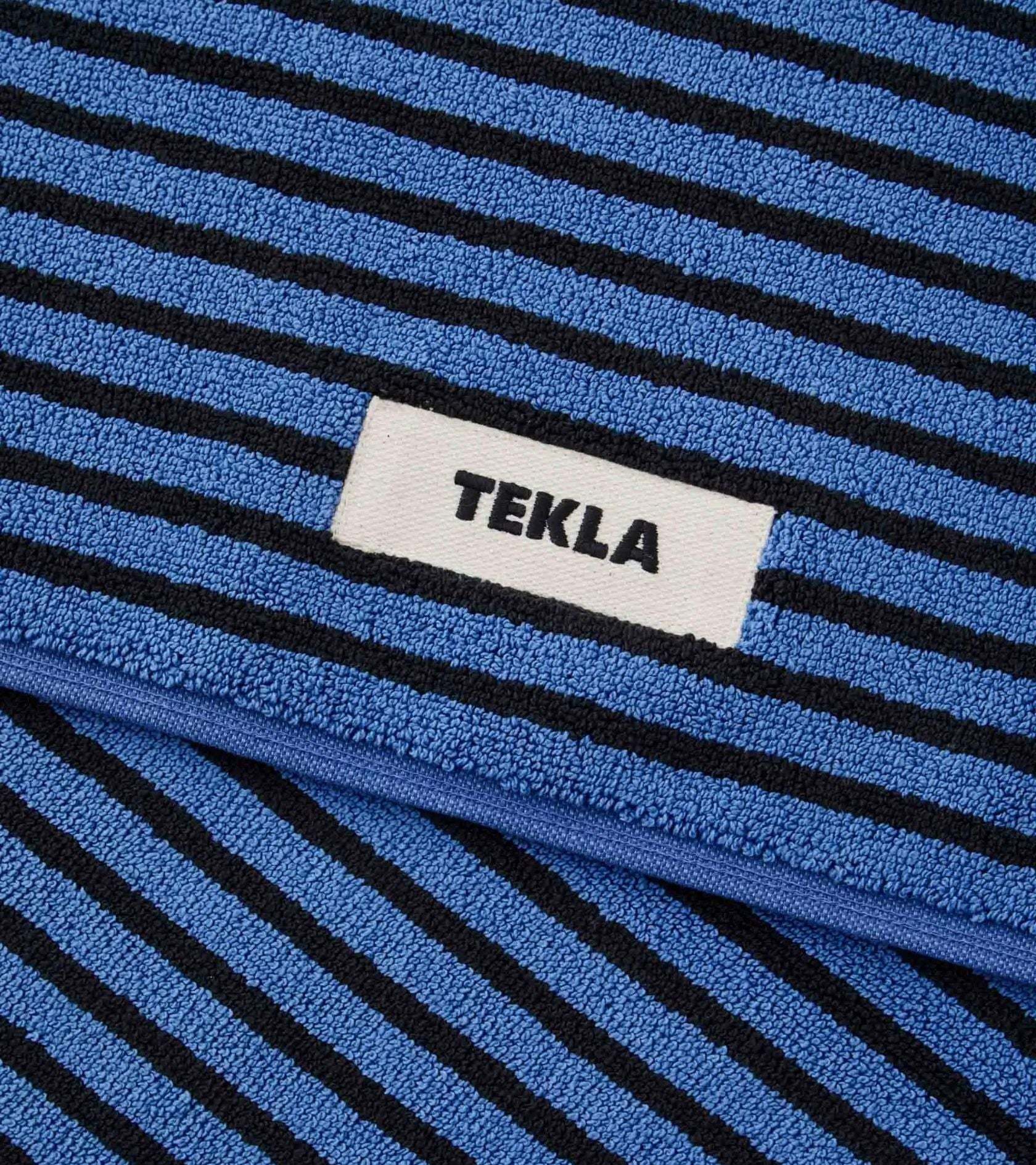 Tekla Striped Bathroom Mat In Blue