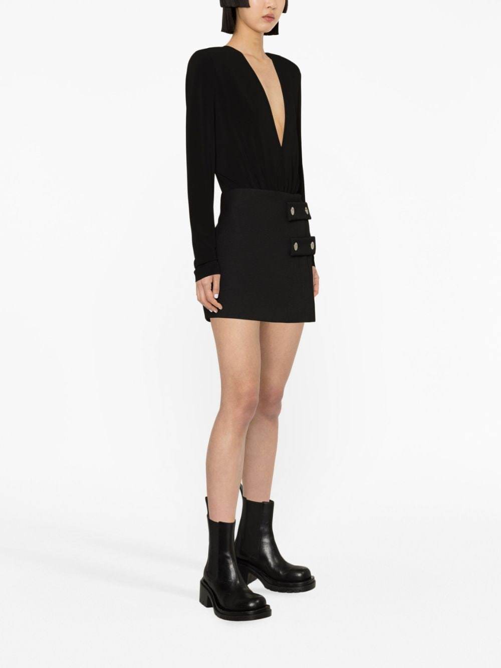Versace Low-rise Buttoned Skirt In Black