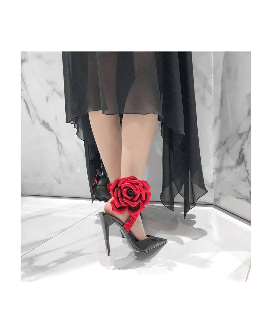 Saint Laurent Freja Flower High Heels In Red