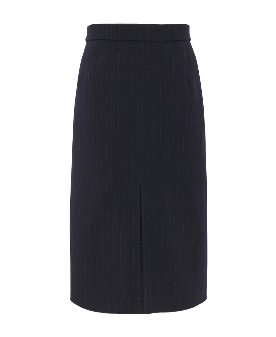 Saint Laurent Striped-wool Pencil Skirt In Blue