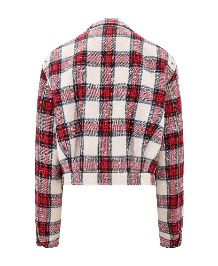 Alessandra Rich Checked Cropped Wool-blend Jacket In Multicolor