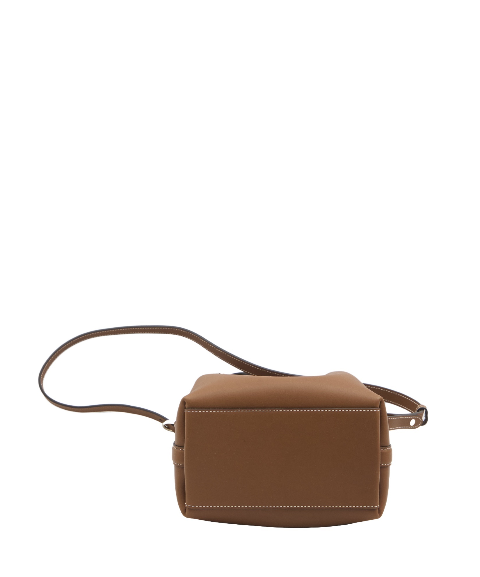 Gucci Gg Emblem Leather Bucket Bag With Frontal Logo In Brown