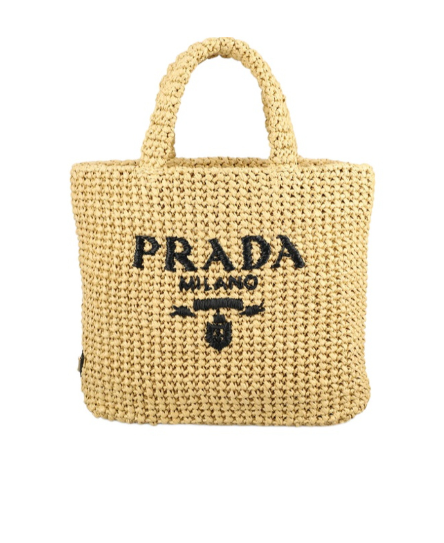 Shop Prada Small Crochet Logo Handbag In Nude