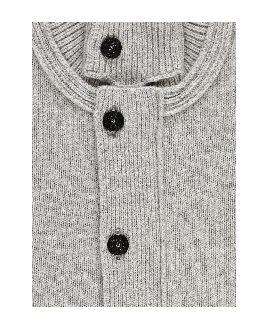 Stone Island Compass-motif Button-up Cardigan In Gray