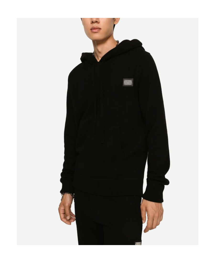 Dolce & Gabbana Wool-cashmere-blend Essentials Hoodie In Black