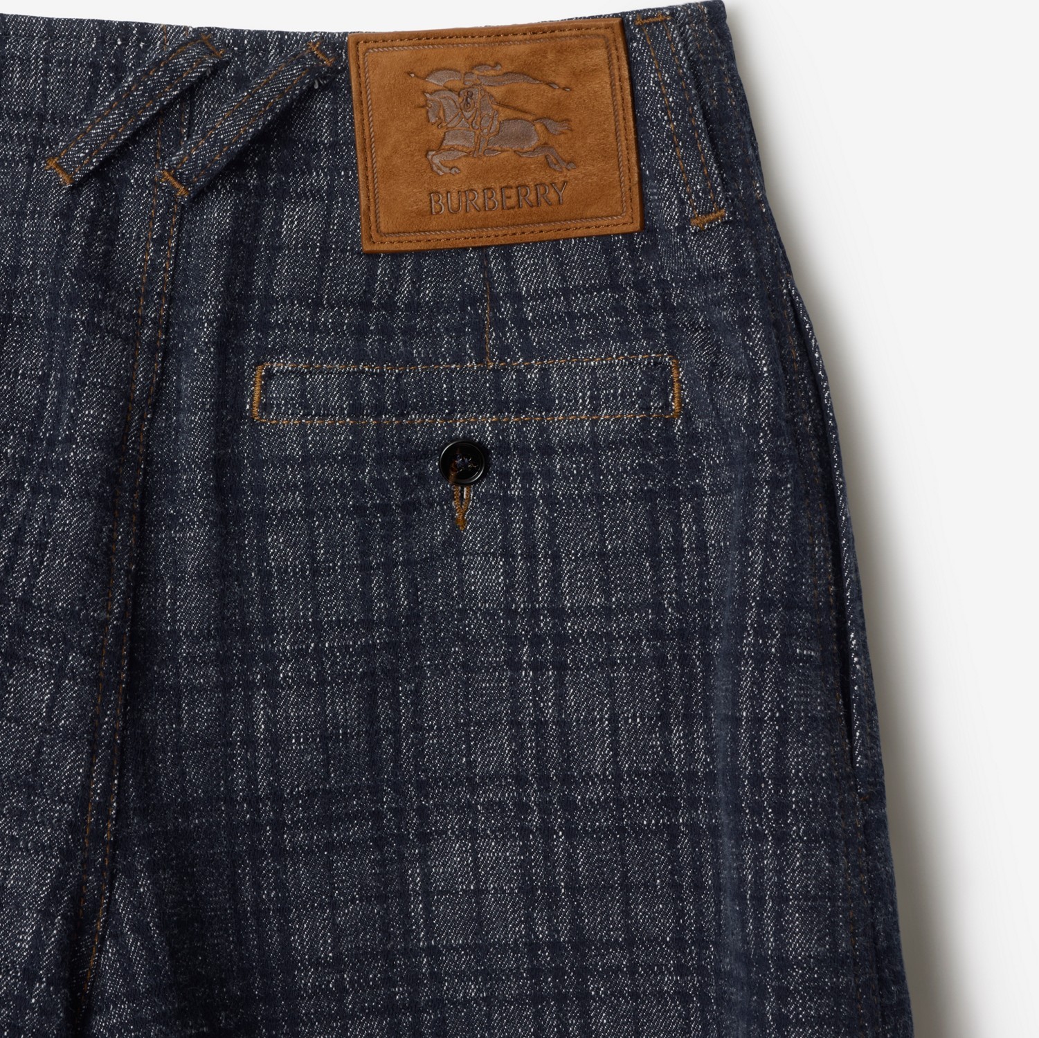 Burberry Belted Check Denim Shorts