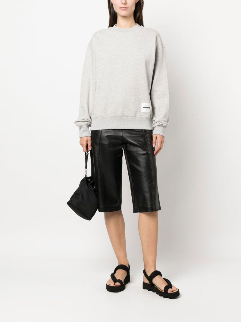 Jil Sander Logo Patch Crew-neck Sweatshirt In Gray