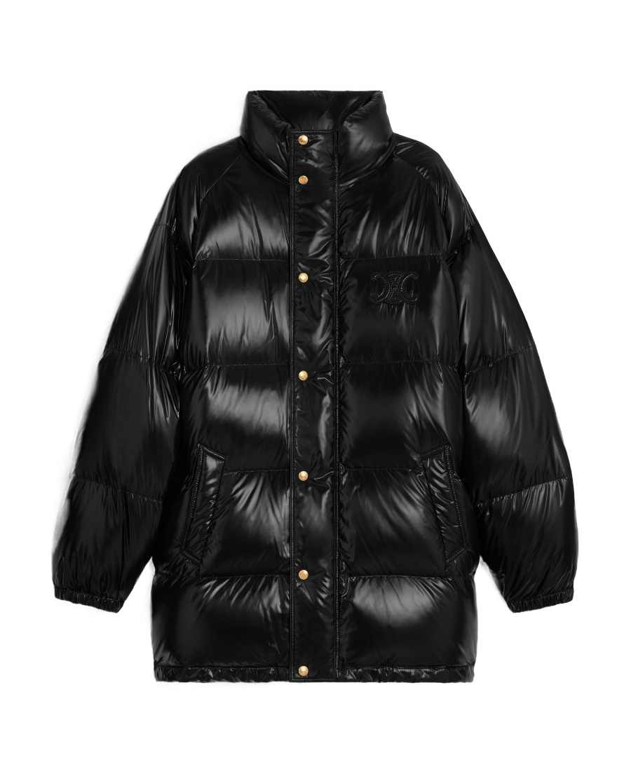 Celine Triomphe Long Down Jacket In Black