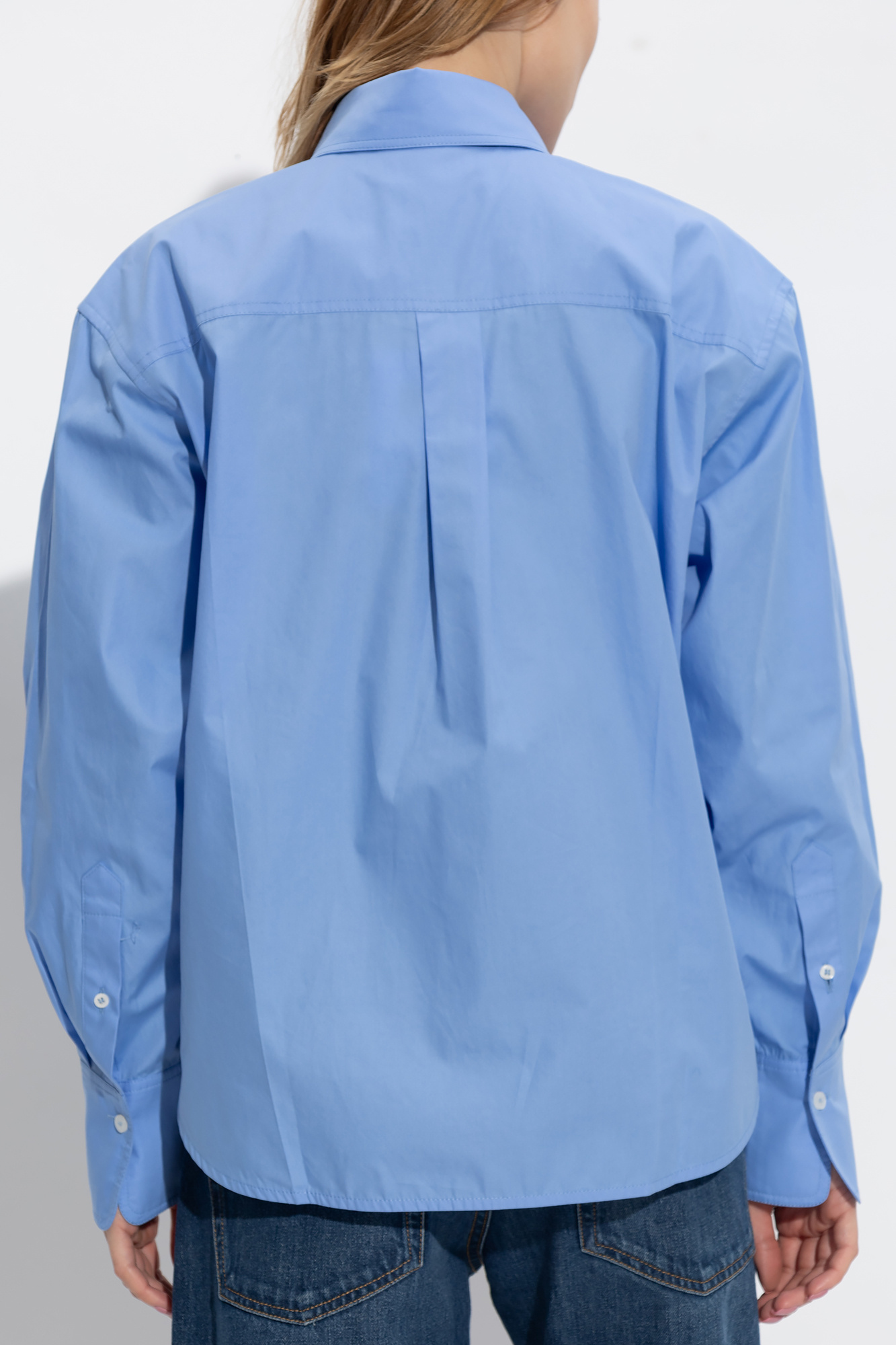Victoria Beckham Shirt Cropped Long Sleeves In Blue