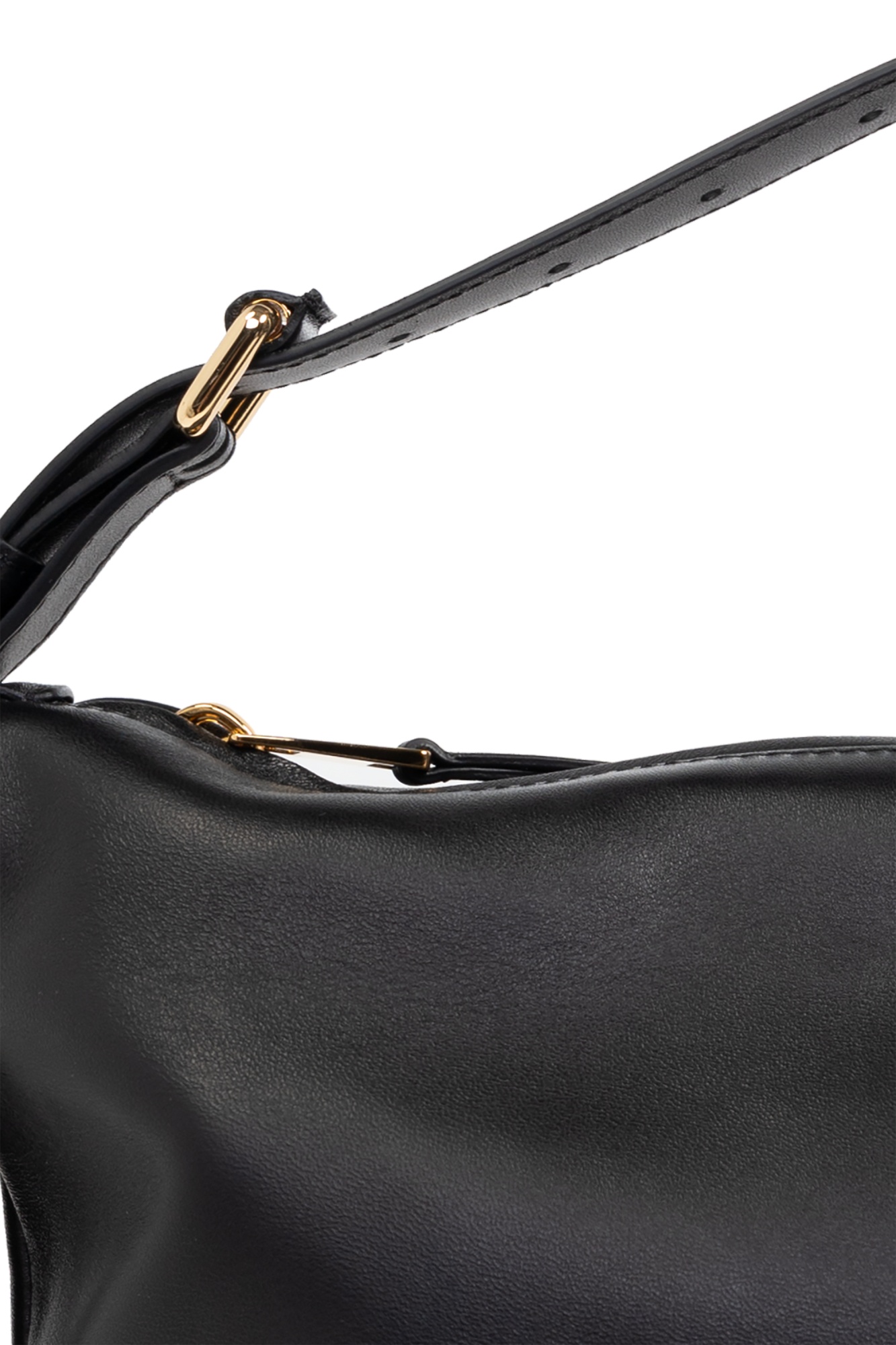 Moschino Slouchy Leather Shoulder Bag In Black
