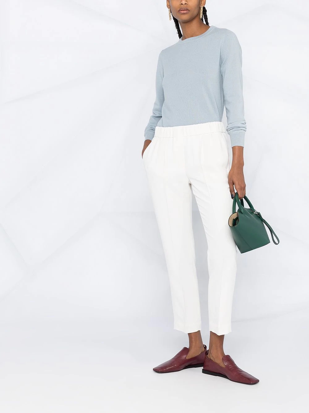 Brunello Cucinelli Pant Pleated Design Acetate Blend In White