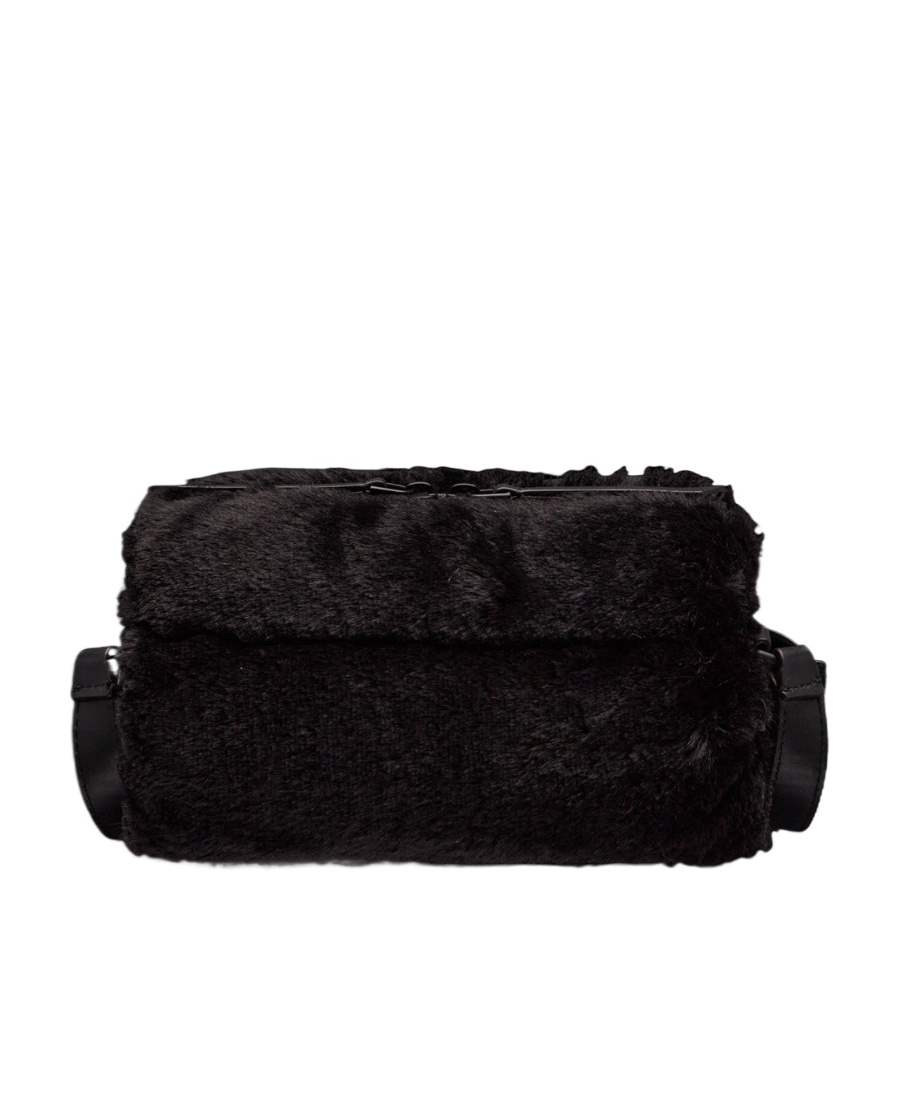 Moncler Logo-plaque Faux-fur Bag In Black